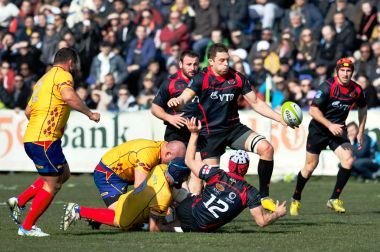Bucharest, Romanya - 21 Mart: Tanımlanamayan rugby oyuncuları sırasında