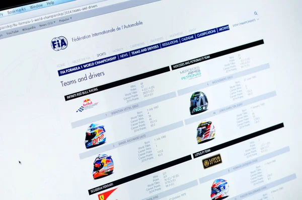 Galati, Romania - OCT 04: Photo of FIA homepage on a monitor scr — Stock Photo, Image