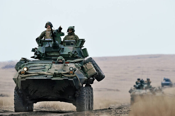 GALATI, ROMANIA - DECEMBER 11: US Assault Amphibious Vehicle in 