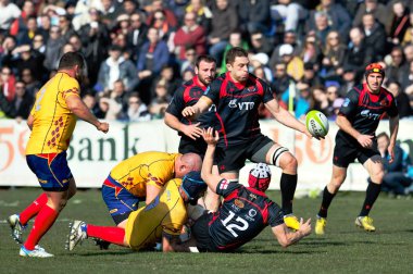 Bucharest, Romanya - 21 Mart: Tanımlanamayan rugby oyuncuları sırasında