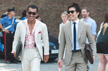 Florence, İtalya-Haziran 15: Pitti Immagine Uomo, Floransa, İtalya, 15 Haziran 2017, moda insanlara