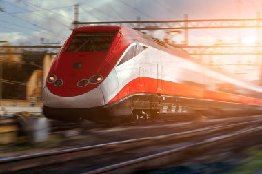 FLORENCE, ITALY - NOV26, 2016: Italian modern high speed train in Florence, Italy, in november26, 2016 clipart