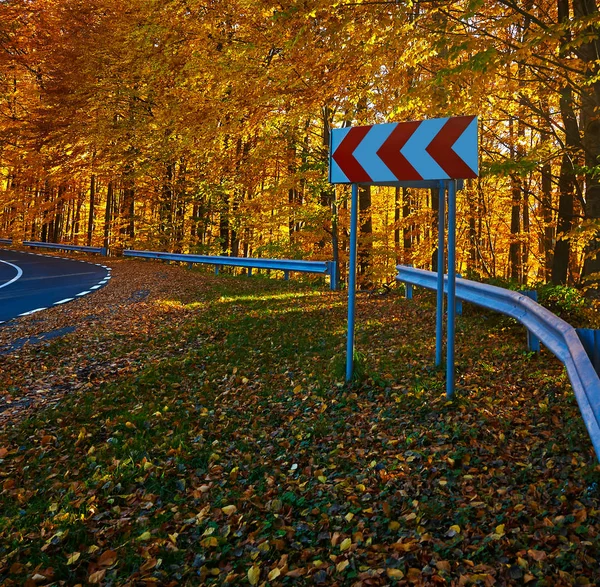 Herbstlandschaft und leere Straße — Stockfoto