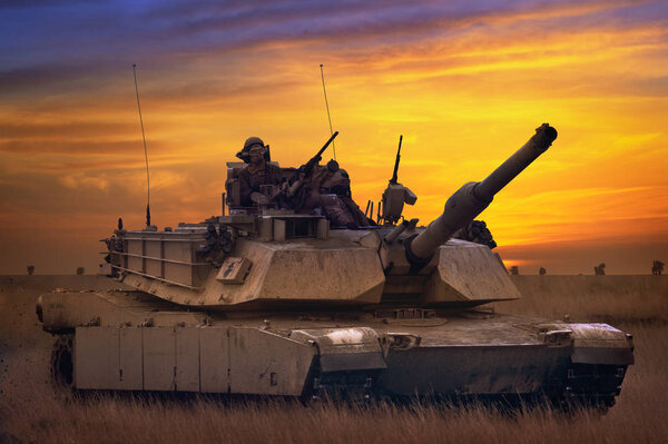 Galati, Romania - December 11: US tank Abrams A1M1 in military p
