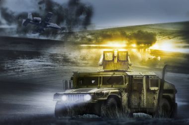 Galati, Romanya - Aralık 11:Humvee (Hmmwv f) ighting makine bir