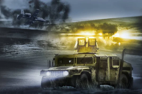 GALATI, ROMANIA - DECEMBER 11:Humvee (HMMWV f)ighting machine an — Stock Photo, Image