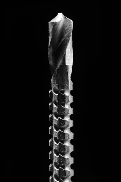 Дриль Біт металевий набір ізольований на чорному фоні — стокове фото