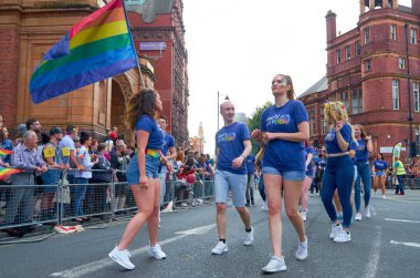 Manchester, İngiltere - 26 Ağustos 2017: Lgbt gurur Manchester street üzerinde Ağustos 26, 2017