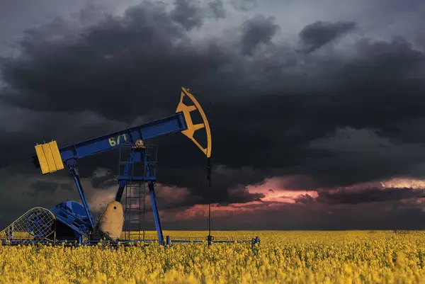 Olaj szivattyú olaj kötélzet energia ipari gép a kőolaj, a — Stock Fotó