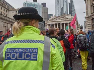 Londra, Birleşik Krallık - 14 Ekim 2019: Londra 'da İklim Eylemcileri tarafından resmi olmayan gösteriler