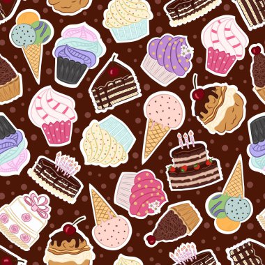 Kusursuz desenli, elle çizilmiş kekler. 