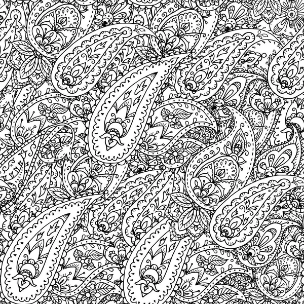 Patrón de paisley floral indio sin costuras, estampado textil . — Vector de stock