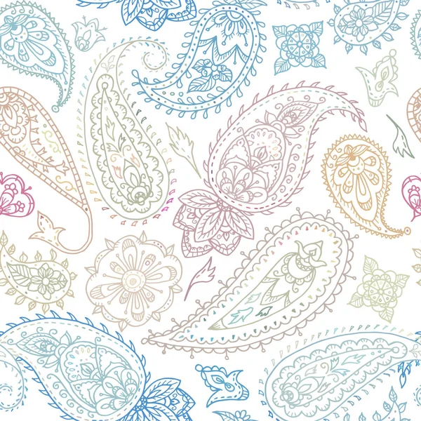 Nahtlose farbenfrohe indische Paisley-Muster, Textildruck. — Stockvektor