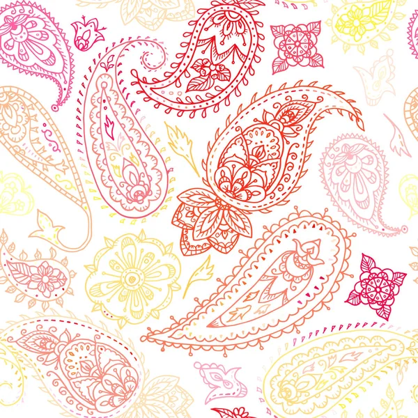 Bezešvé barvité indiánské květinové vzory, textilní tisk. — Stockový vektor
