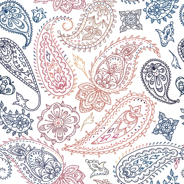 Motif paisley floral indien coloré sans couture, imprimé textile . — Image vectorielle