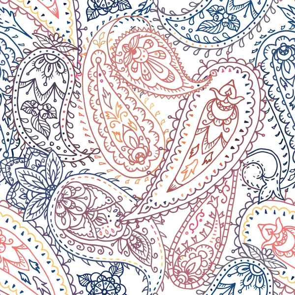 Безшовний барвистий індійський квітковий візерунок пейслі, текстильний принт . — стоковий вектор