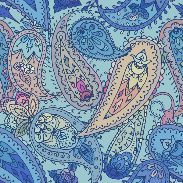 Dikişsiz renkli Hint çiçek Paisley desen, tekstil baskı. — Stok Vektör