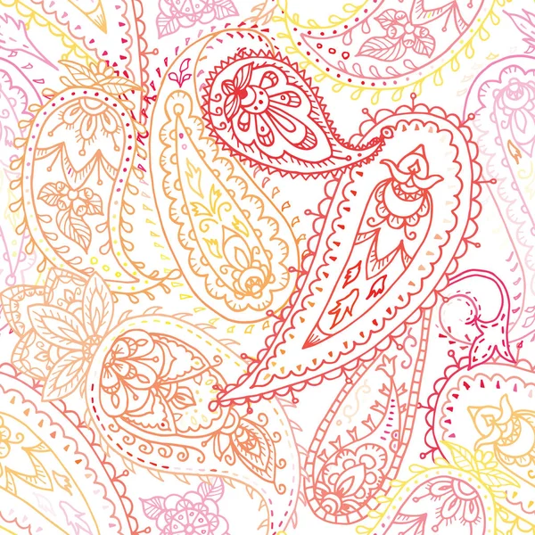 Patrón de paisley floral indio colorido sin costuras, estampado textil . — Archivo Imágenes Vectoriales