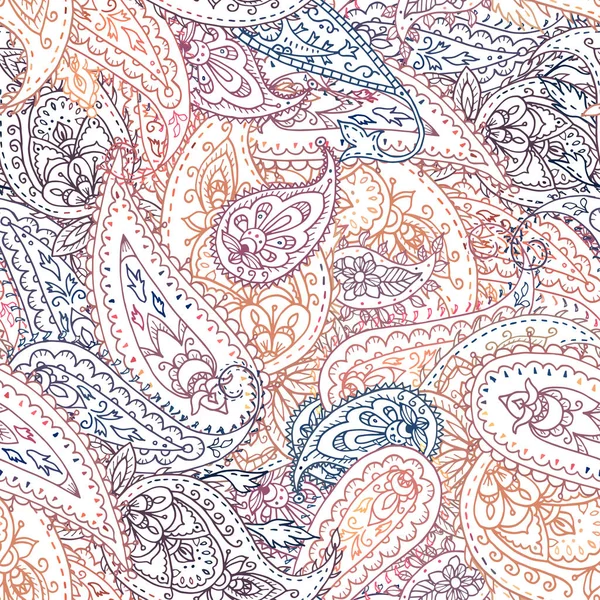 Patrón de paisley floral indio colorido sin costuras, estampado textil . — Archivo Imágenes Vectoriales