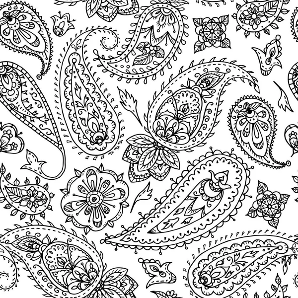 Patrón de paisley floral indio sin costuras, estampado textil . — Vector de stock