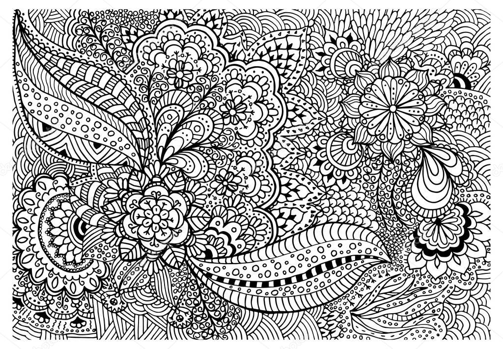 Floral pattern in indian style for coloring book