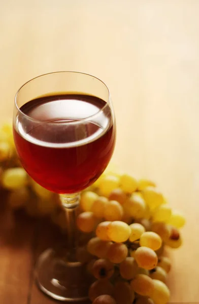 Grape branch and wine goblet — Stock Photo, Image