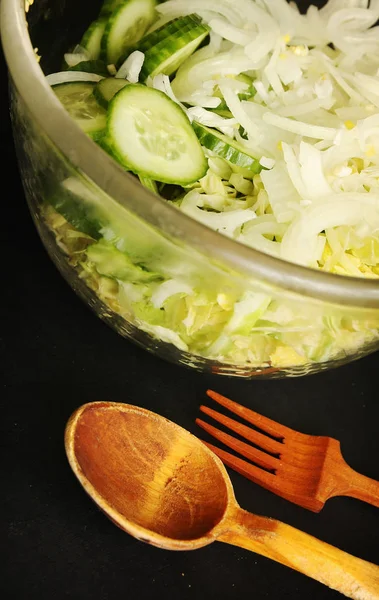 Välsmakande Färskt Hälsosam Sallad — Stockfoto