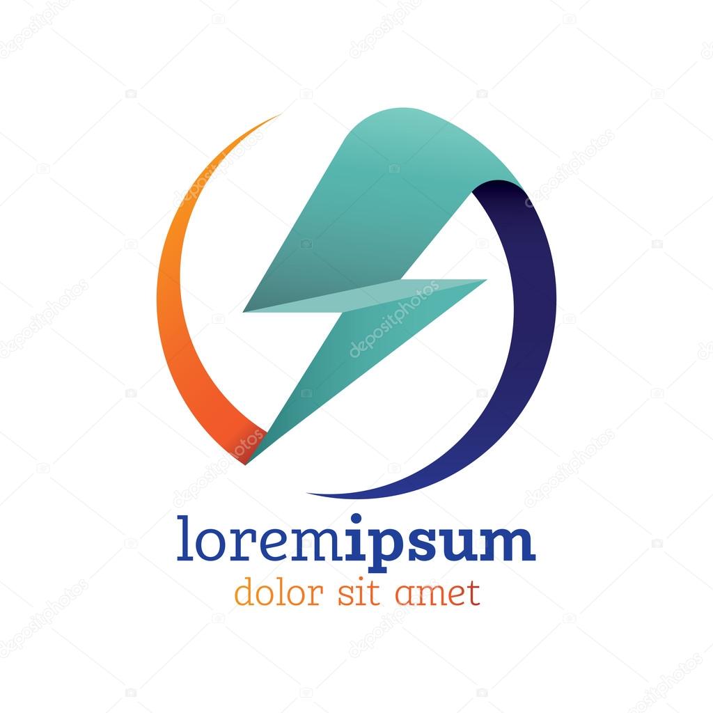 Abstract circular thunder bolt emblem, energy and power concept