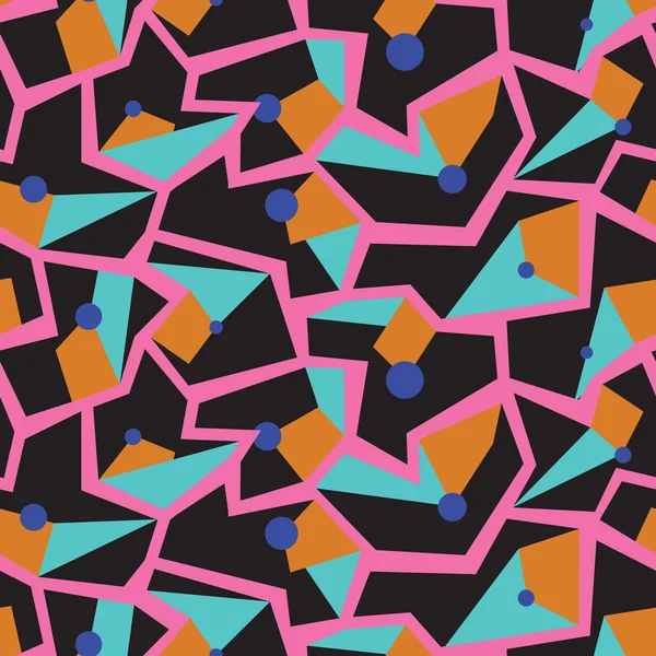 幾何学的なメンフィス スタイルのモダンなシームレス パターン — ストックベクタ