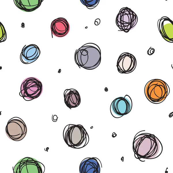Sloppy circles, random doodle dots seamless pattern — Stockový vektor