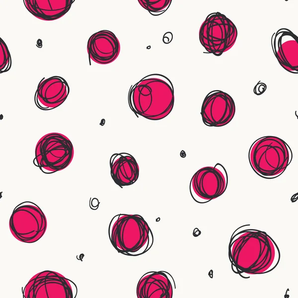 Sloppy circles, random doodle dots seamless pattern — Stock Vector