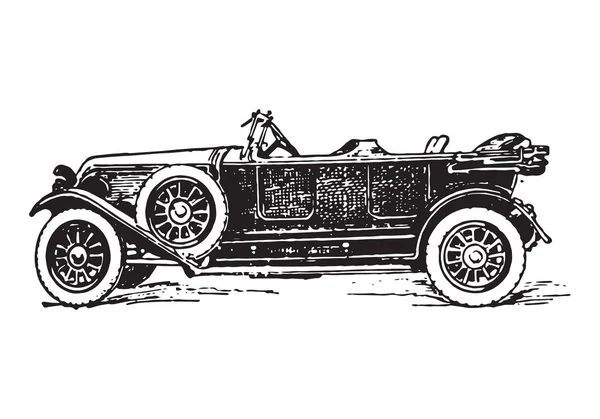 Torpedo carro vintage gravura — Vetor de Stock