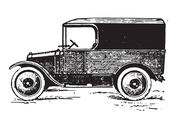 Camionnette gravura vintage — Vetor de Stock