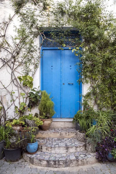 Traditionelle ornamentale tunesische Tür, Detail aus typisch mediterraner arabischer Architektur — Stockfoto