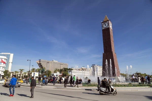 Clock tower monument in the central square of Tunis — Stock Photo, Image