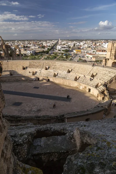 Djem Της Τυνησίας Δεκεμβρίου 2016 Ρωμαϊκό Αμφιθέατρο Του Thysdrus Στο Royalty Free Φωτογραφίες Αρχείου