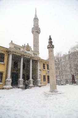 Heavy snow covers all Istanbul on January 8. View from Tesvikiye Mosque in Sisli, Istanbul. clipart
