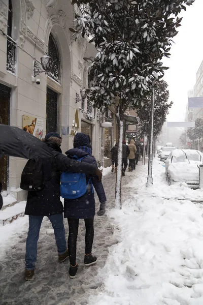 Istanbul Turkiet Januari 2018 Tunga Snön Täcker Alla Istanbul Den — Stockfoto