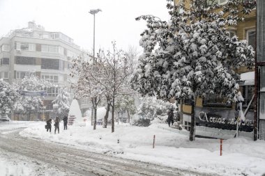 Heavy snow covers all Istanbul on January 8 clipart