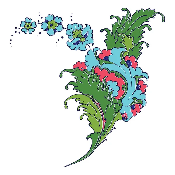 Dibujo floral estilo Iznik — Vector de stock