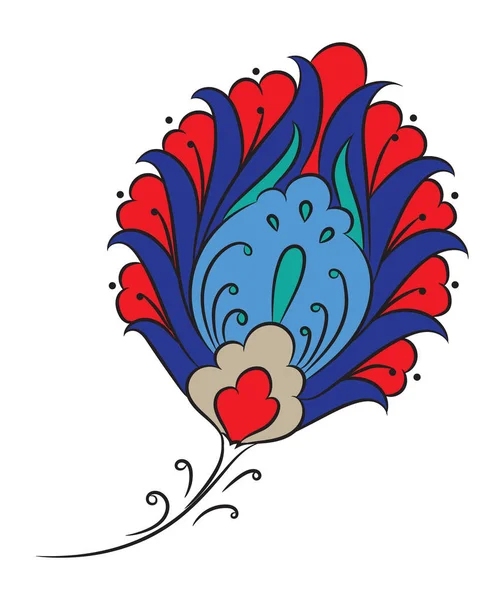 Dibujo floral estilo Iznik — Archivo Imágenes Vectoriales