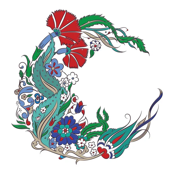 Desenho floral estilo Iznik — Vetor de Stock