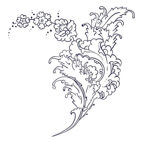 Iznik stil blommig ritning — Stock vektor