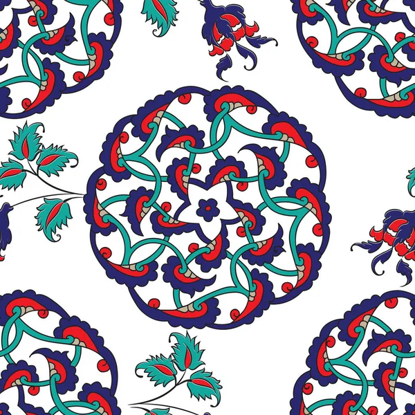 Azulejo Iznik turco, patrón islámico sin costuras con curva oriental — Archivo Imágenes Vectoriales