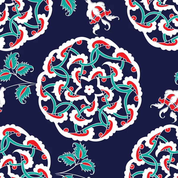 Carrelage turc Iznik, motif islamique sans couture avec courbe orientale — Image vectorielle