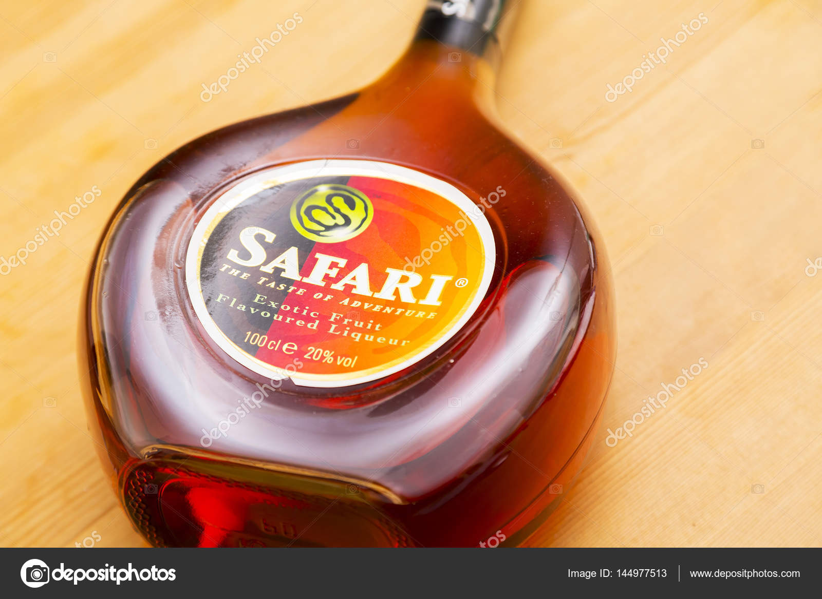 Bottle of Safari 100cl, Exotic Fruit Falvored Liqueur Stock Editorial