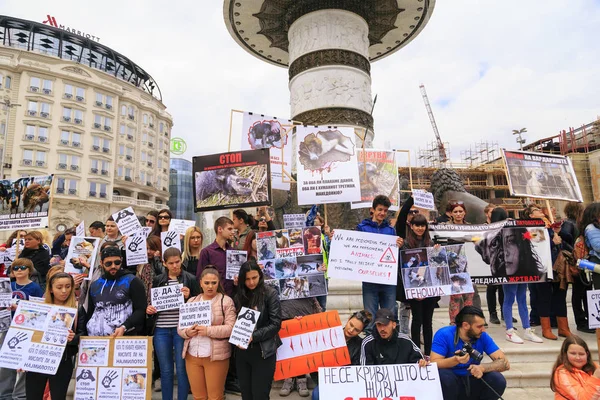 Civils protestant contre la violence envers les chiens de rue, solide — Photo