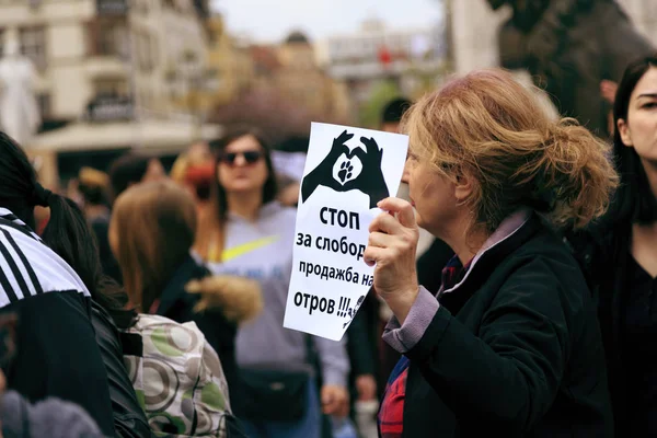 Civis protestando contra a violência contra os cães de rua, sólido — Fotografia de Stock