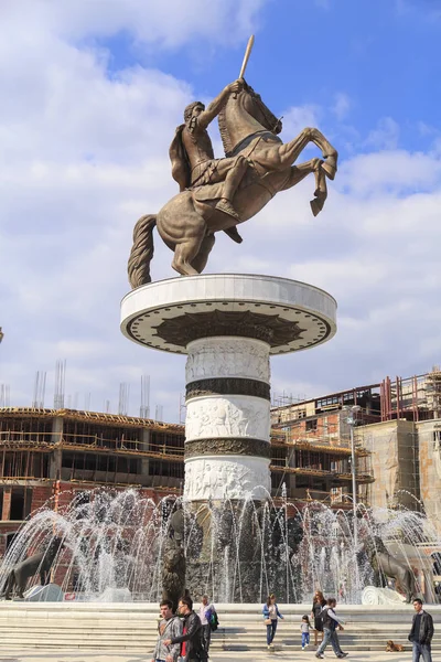 Emlékmű a nagy Sándor, Skopje — Stock Fotó