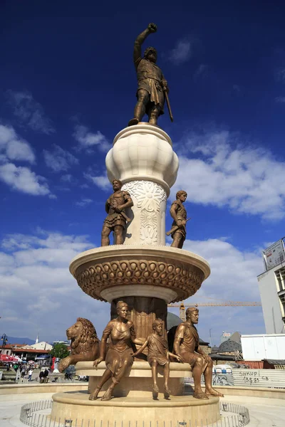 Memorial sculpture and fountain of Philip II, father of Alexande — Stock Photo, Image